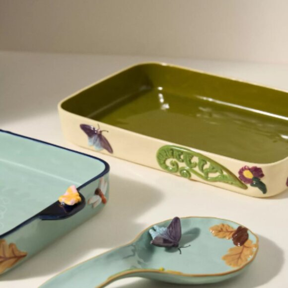 NIB Anthropologie The Faye Icon Stoneware Rectangle Baking Dish: Fall Edition - Picture 3 of 4